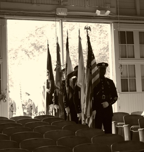 A color police color guard signals the start of the Memorial Service.  All photographs by Paul Goldfinger, editor @Blogfinger. ©