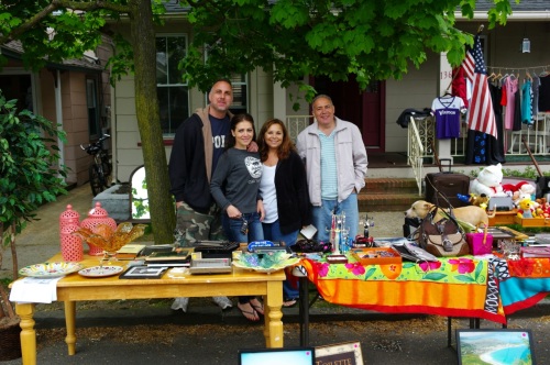 At the far reaches of Heck Ave. a successful sale was underway. Left to right: Mike, Nadine, Rosa and Tony. Paul Goldfinger photo ©