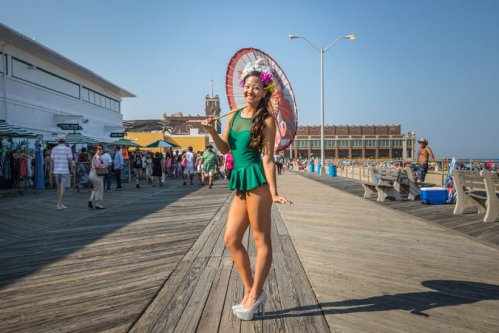 This photo was part of a NY Tines article on July 5 (linked in our Asbury Hotel piece). Photo by Tony Cenicola. They had a Mermaid Parade (a la Coney Island) ©